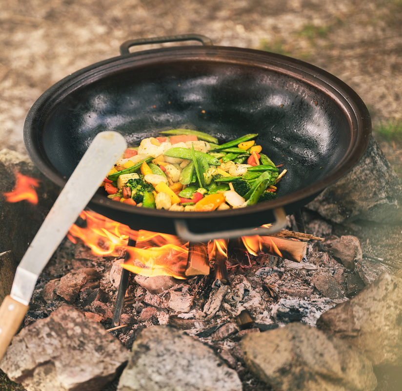 Wok med ben Varmvalset stål 43 cm