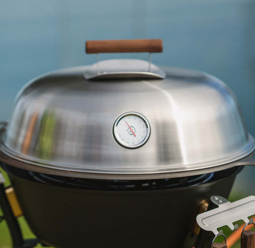 Låg med termometer Rustfri 58 cm