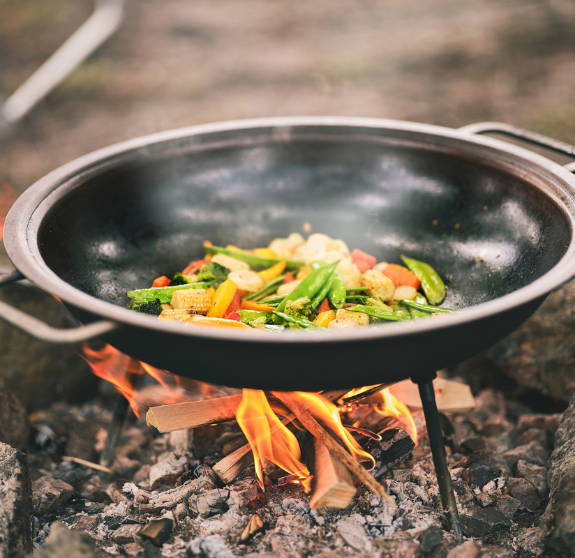 Wok med ben Varmvalset stål 43 cm
